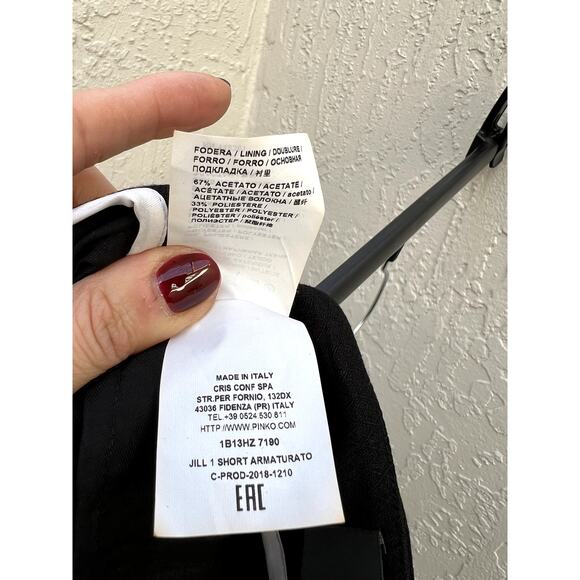 NWT Pinko High Rise Jill 1 Armaturato Argyle Paperbag Short Black 36 / US 0 - Picture 10 of 10